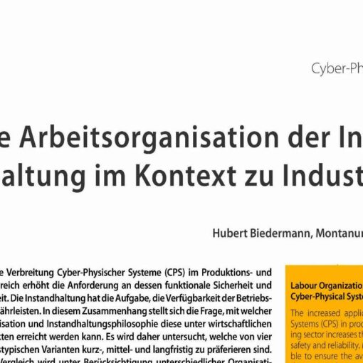 Die Arbeitsorganisation der Instandhaltung im Kontext zu Industrie 4.0